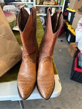 Vintage Tony Lama Two-Tone Tan & Brown Western Cowboy Boots